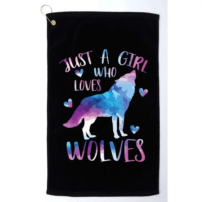 Just A Who Loves Wolves Watercolor Cute Wolf Love Platinum Collection Golf Towel