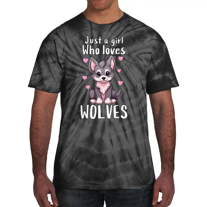 Just A Who Loves Wolves Cute Grey & Pink Baby Wolf Tie-Dye T-Shirt