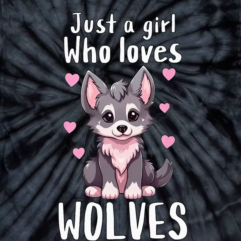 Just A Who Loves Wolves Cute Grey & Pink Baby Wolf Tie-Dye T-Shirt