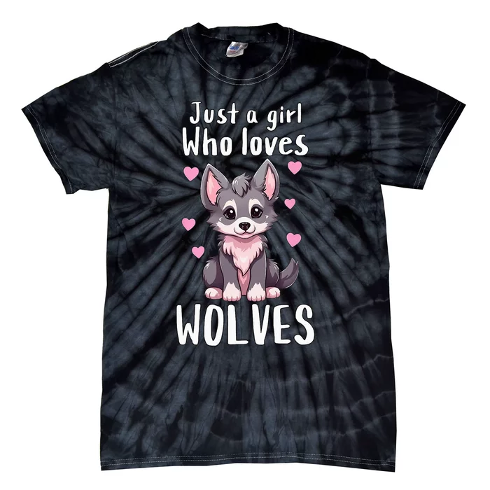 Just A Who Loves Wolves Cute Grey & Pink Baby Wolf Tie-Dye T-Shirt