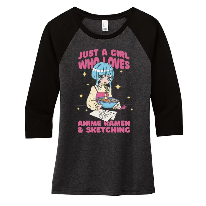 Just a  who loves anime, ra and sketching Women's Tri-Blend 3/4-Sleeve Raglan Shirt