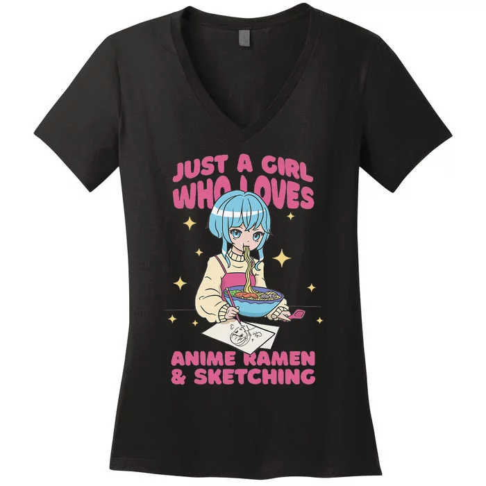 Just a  who loves anime, ra and sketching Women's V-Neck T-Shirt