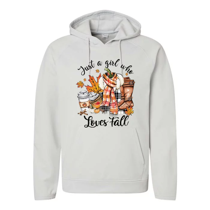 Just A Who Loves Fall Pumpkin Spice Autumn Performance Fleece Hoodie