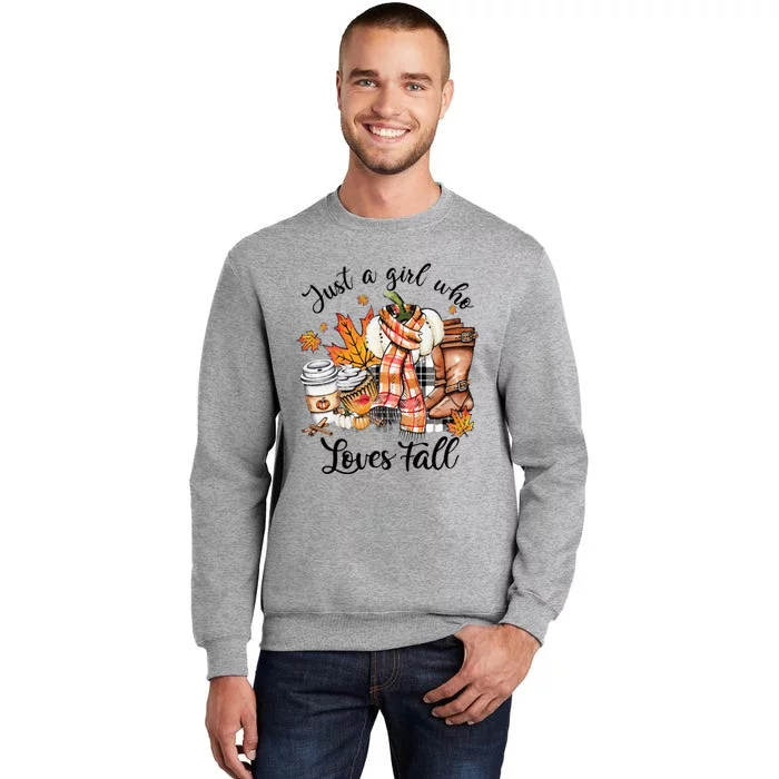 Just A Who Loves Fall Pumpkin Spice Autumn Tall Sweatshirt