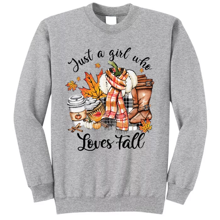 Just A Who Loves Fall Pumpkin Spice Autumn Tall Sweatshirt