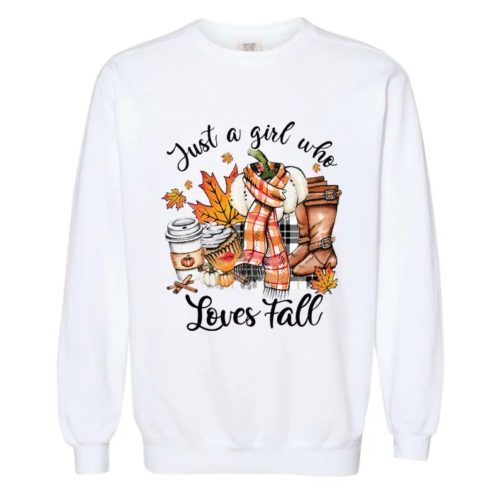 Just A Who Loves Fall Pumpkin Spice Autumn Garment-Dyed Sweatshirt