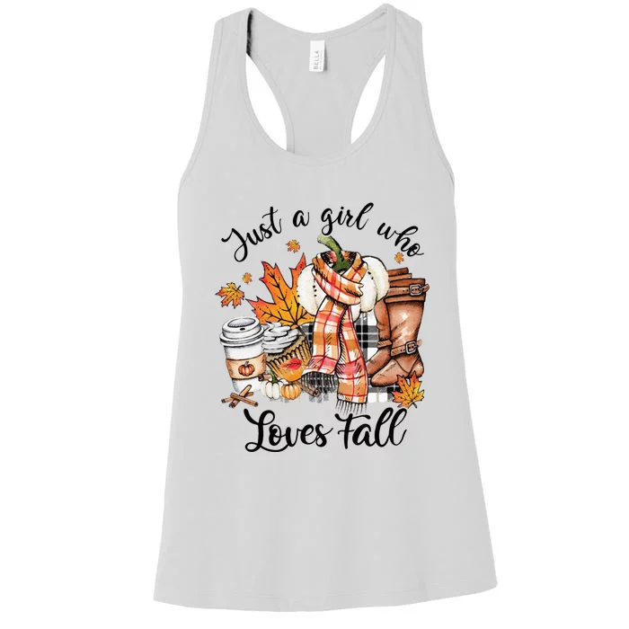 Just A Who Loves Fall Pumpkin Spice Autumn Women's Racerback Tank