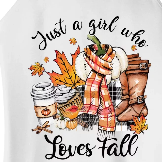 Just A Who Loves Fall Pumpkin Spice Autumn Women’s Perfect Tri Rocker Tank