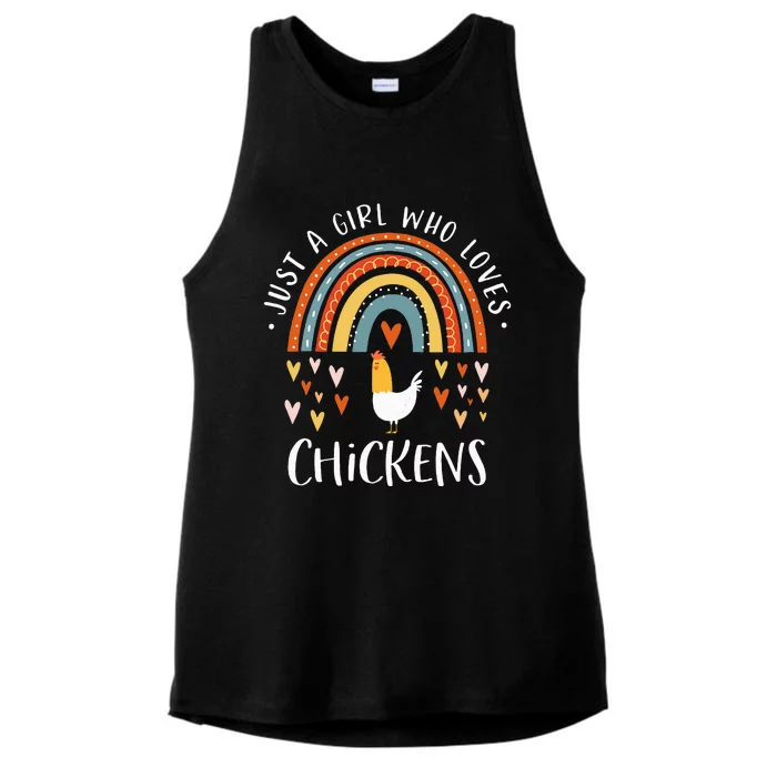 Just A Who Loves Chickens Rainbow Gifts Poultry Lover Ladies Tri-Blend Wicking Tank