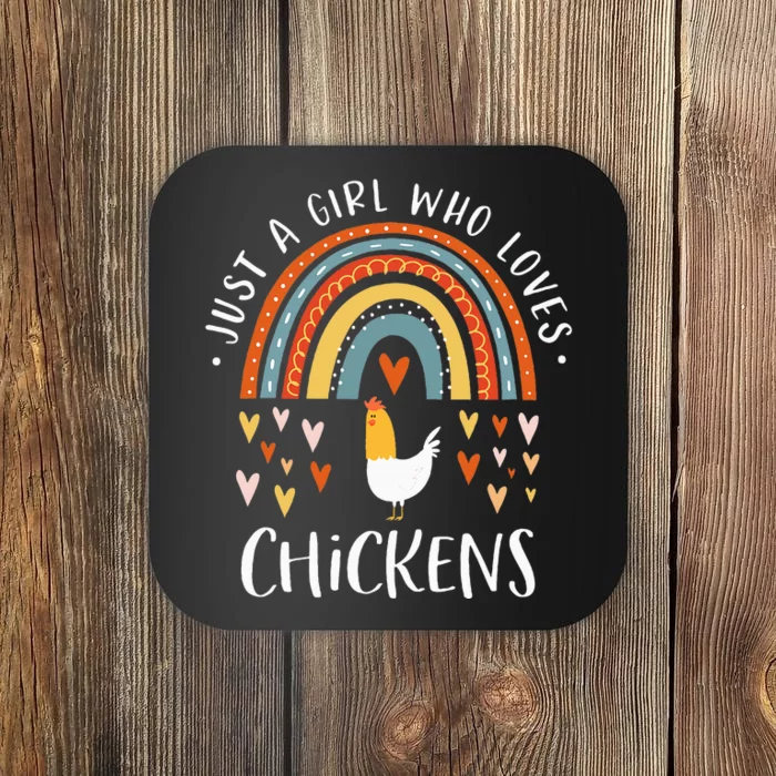 Just A Who Loves Chickens Rainbow Gifts Poultry Lover Coaster