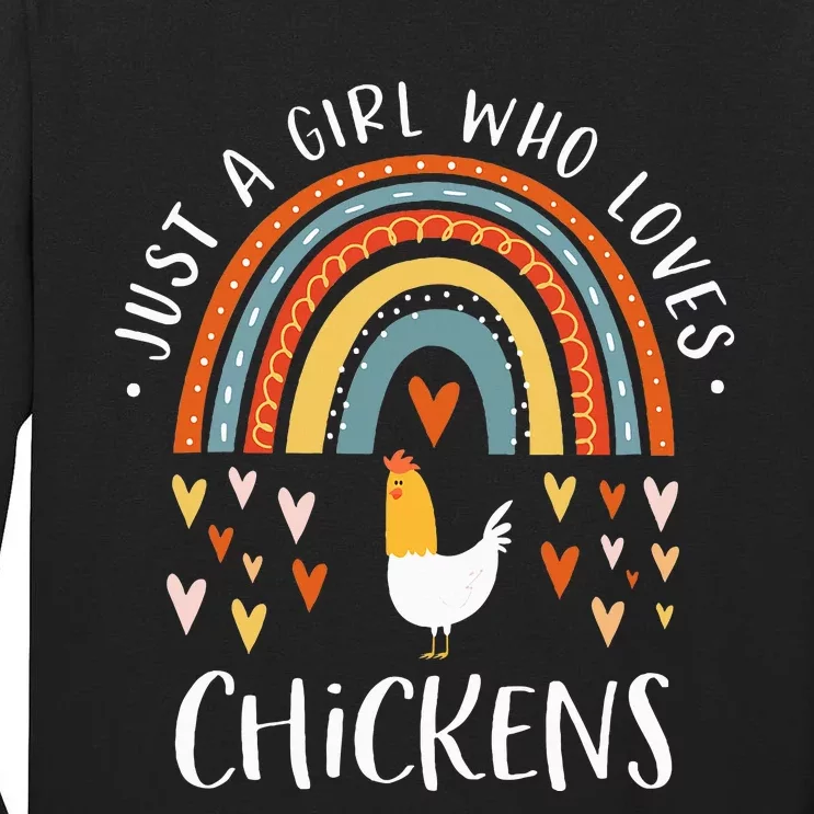 Just A Who Loves Chickens Rainbow Gifts Poultry Lover Tall Long Sleeve T-Shirt