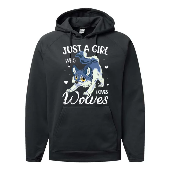 Just A Who Loves Wolves Wolf Lover Performance Fleece Hoodie