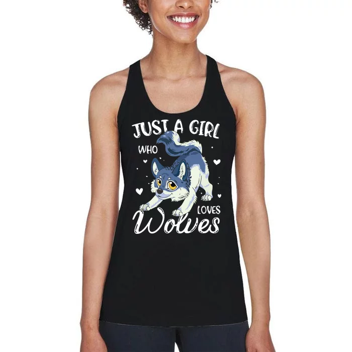 Just A Who Loves Wolves Wolf Lover Women's Racerback Tank