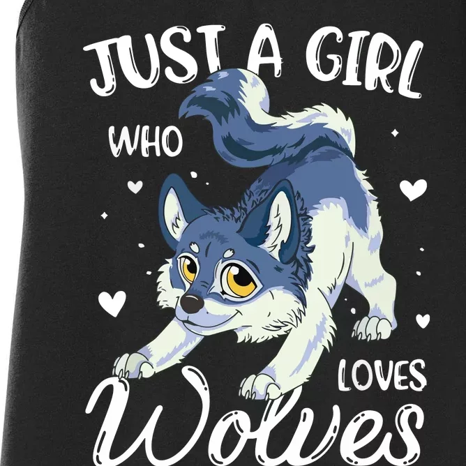 Just A Who Loves Wolves Wolf Lover Women's Racerback Tank