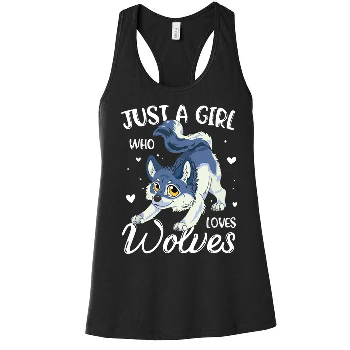 Just A Who Loves Wolves Wolf Lover Women's Racerback Tank