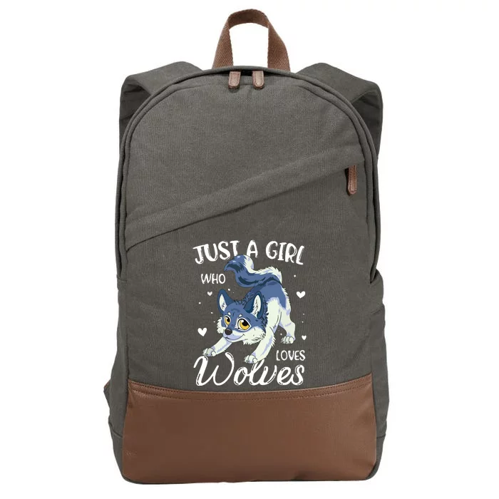 Just A Who Loves Wolves Wolf Lover Cotton Canvas Backpack