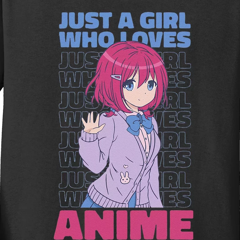 Just A  Who Loves Anime  Otaku Kids Long Sleeve Shirt