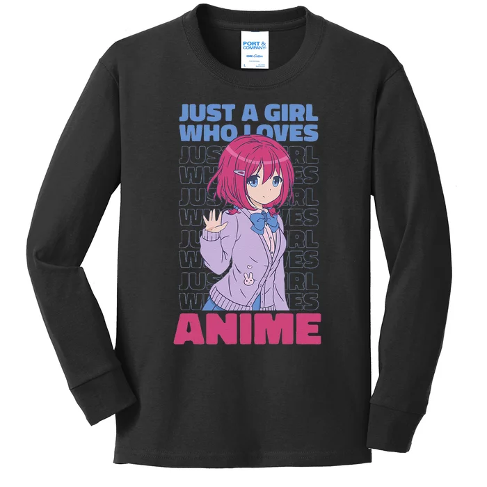 Just A  Who Loves Anime  Otaku Kids Long Sleeve Shirt