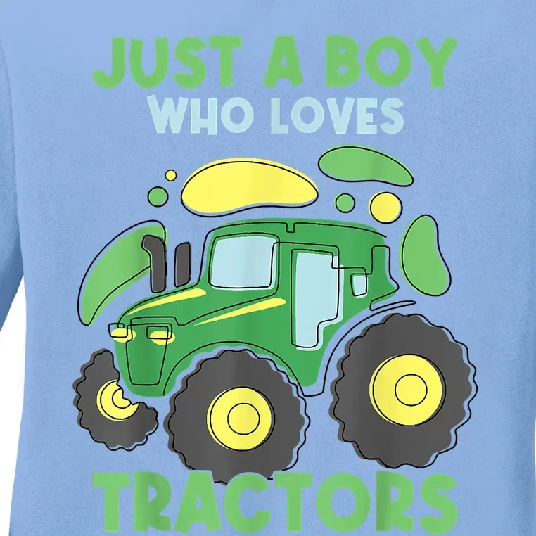 Just A Who Loves Tractors Funny Tractor Lover Ladies Long Sleeve Shirt