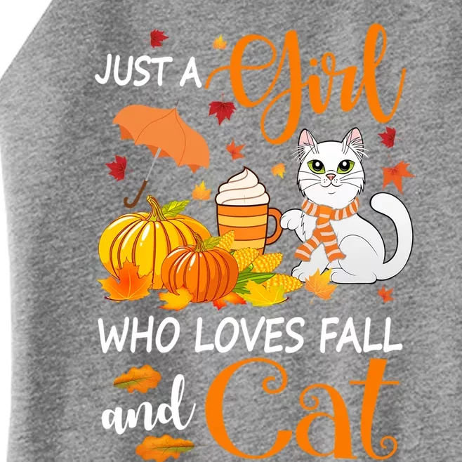 Just A Who Loves Fall And Cat Halloween Cat Lover Gift Women’s Perfect Tri Rocker Tank