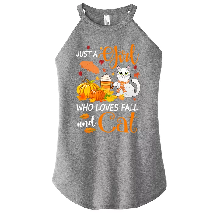 Just A Who Loves Fall And Cat Halloween Cat Lover Gift Women’s Perfect Tri Rocker Tank