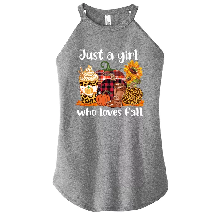 Just A Who Loves Fall Pumpkin Spice Latte Cute Autumn Meaningful Gift Women’s Perfect Tri Rocker Tank