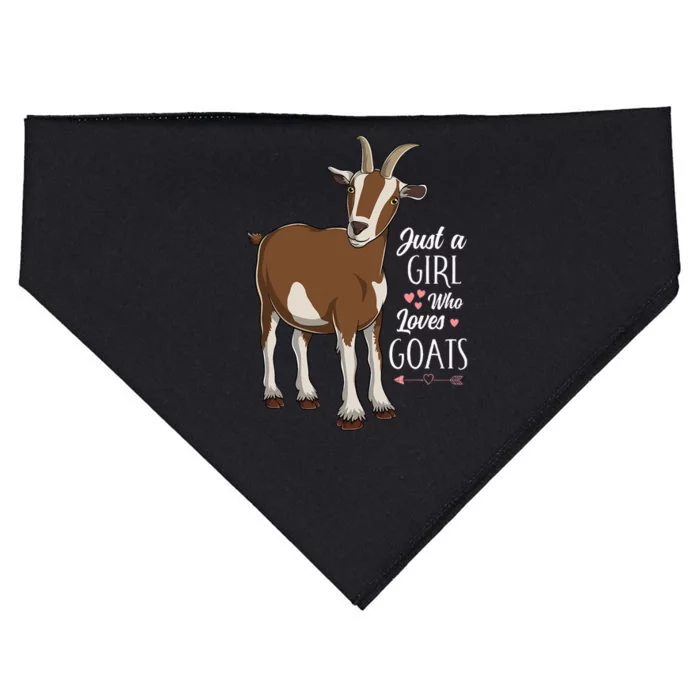 Just a Who Loves Goats Cute Farm Animal USA-Made Doggie Bandana