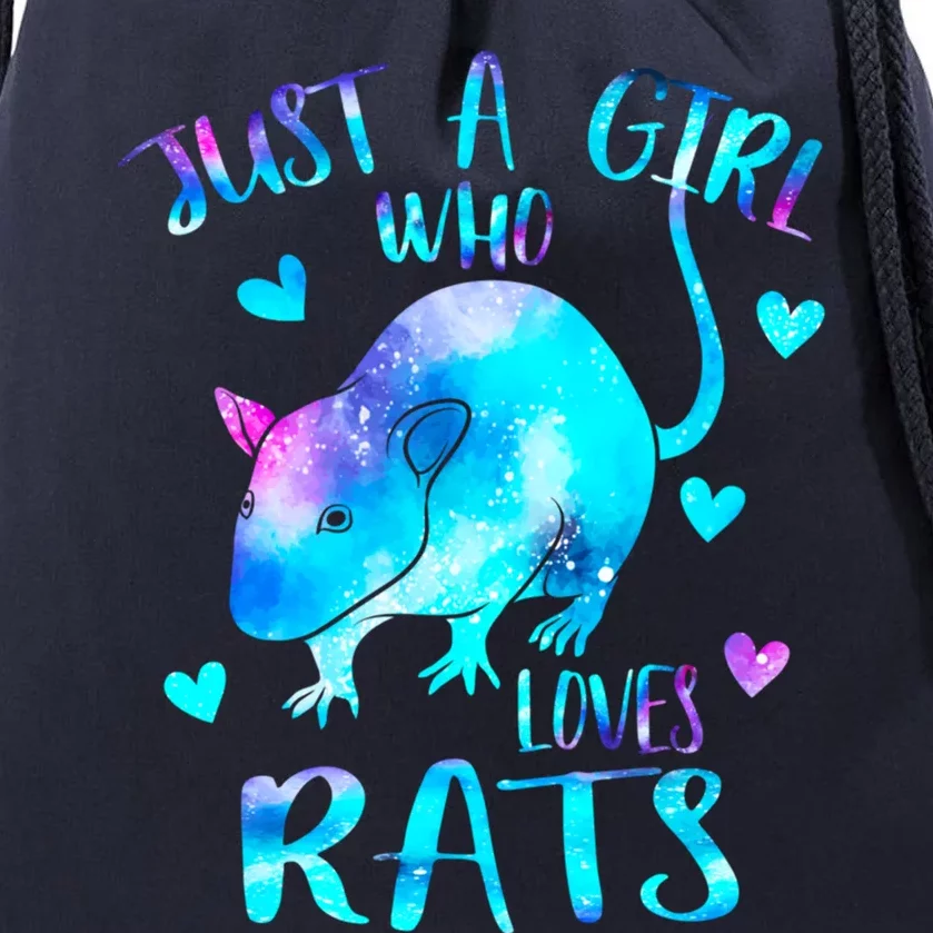 Just A Who Loves Rats Cute Rat Lover Galaxy Theme Gift Drawstring Bag