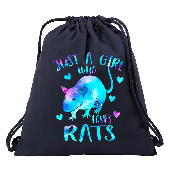 Just A Who Loves Rats Cute Rat Lover Galaxy Theme Gift Drawstring Bag