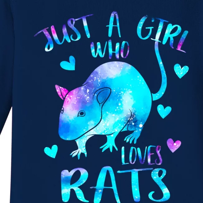 Just A Who Loves Rats Cute Rat Lover Galaxy Theme Gift Baby Long Sleeve Bodysuit