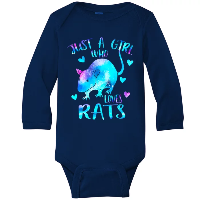 Just A Who Loves Rats Cute Rat Lover Galaxy Theme Gift Baby Long Sleeve Bodysuit