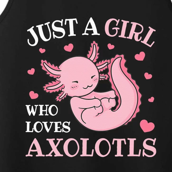 Just A Who Loves Axolotls Kawaii Axolotl Mädchen Performance Tank