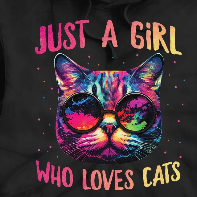 Just A  Who Loves Cats Cute Cat Lover Tie Dye Hoodie