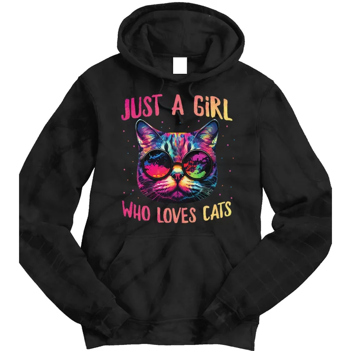 Just A  Who Loves Cats Cute Cat Lover Tie Dye Hoodie