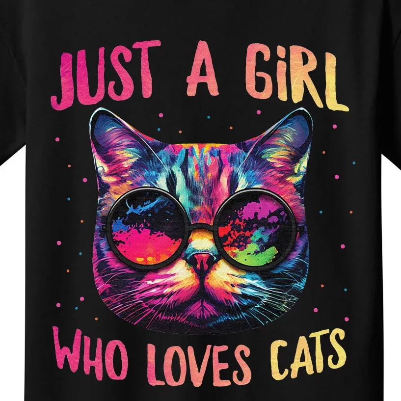 Just A  Who Loves Cats Cute Cat Lover Kids T-Shirt