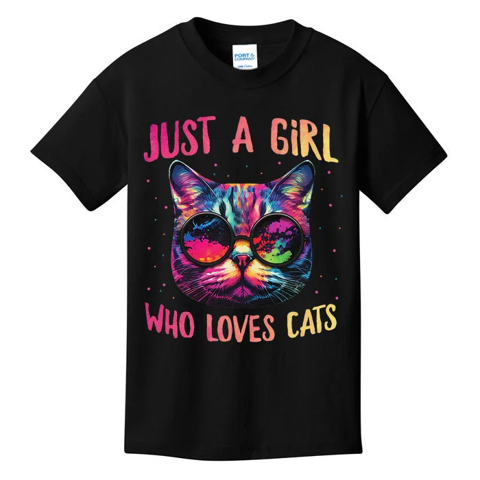 Just A  Who Loves Cats Cute Cat Lover Kids T-Shirt