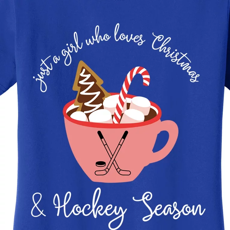 Just A Who Loves Christmas And Hockey Season Xmas Gift Women's T-Shirt