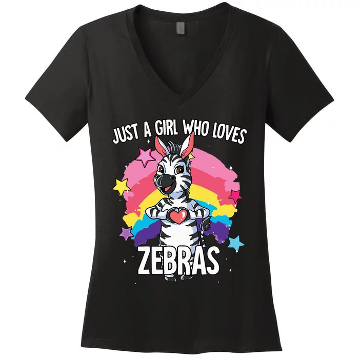 Just A Who Loves Zebras Zebra Women's V-Neck T-Shirt