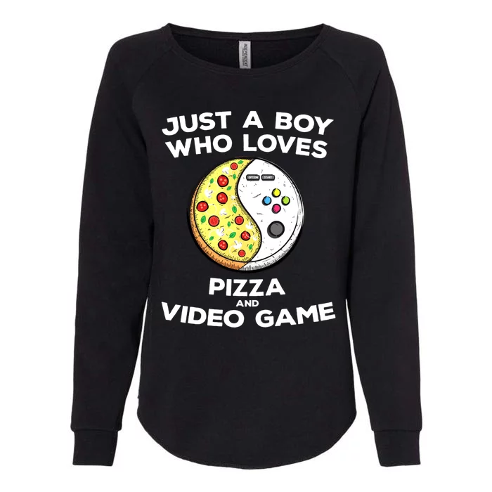 Just A Who Love Pizza And Video Game Funny Gaming Funny Gift Womens California Wash Sweatshirt