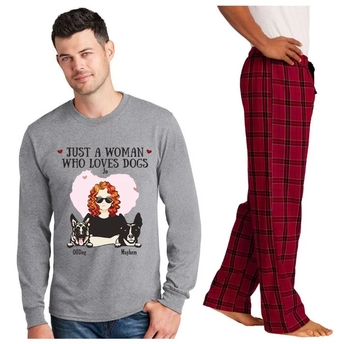 Just A Woman Who Loves Dog Jo 00dog Mayhem Long Sleeve Pajama Set