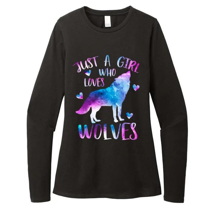 Just A Who Loves Wolves Watercolor Cute Wolf Love Cool Gift Womens CVC Long Sleeve Shirt