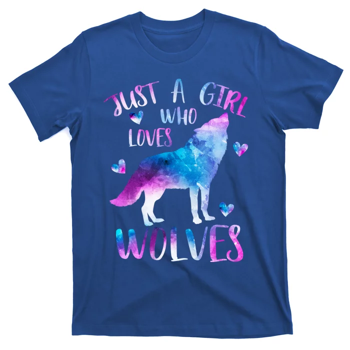 Just A Who Loves Wolves Watercolor Cute Wolf Love Cool Gift T-Shirt