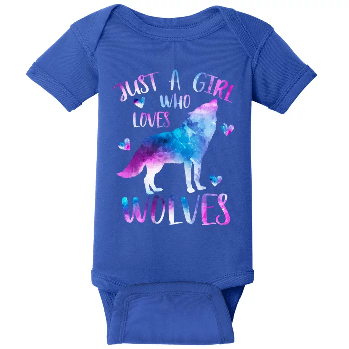 Just A Who Loves Wolves Watercolor Cute Wolf Love Cool Gift Baby Bodysuit