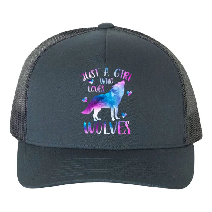 Just A Who Loves Wolves Watercolor Cute Wolf Love Cool Gift Yupoong Adult 5-Panel Trucker Hat