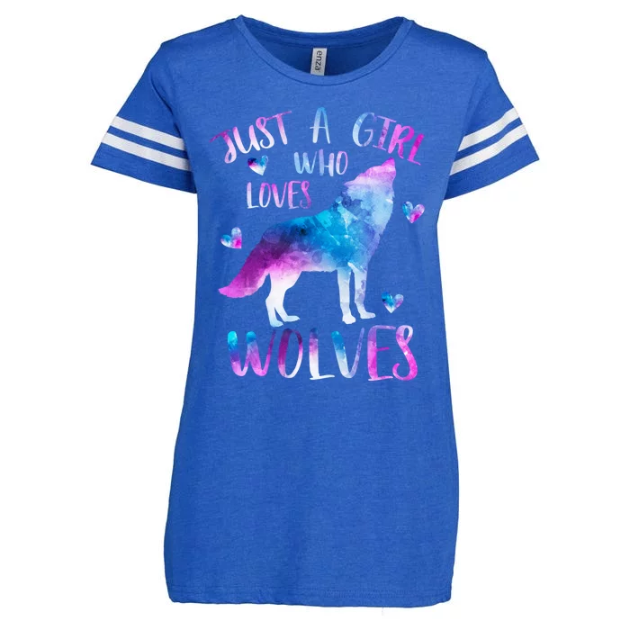 Just A Who Loves Wolves Watercolor Cute Wolf Love Cool Gift Enza Ladies Jersey Football T-Shirt