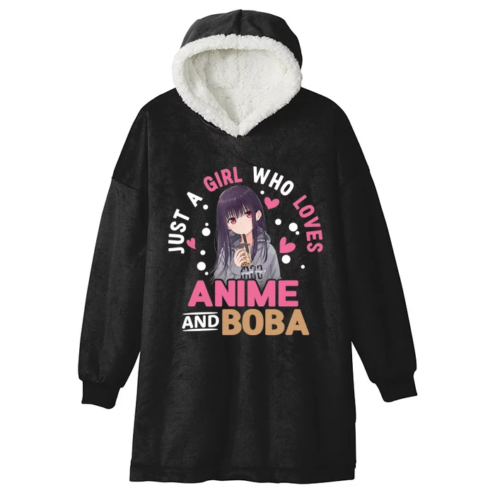 Just A Who Loves Anime And Boba Tea Anime Merch Hooded Wearable Blanket