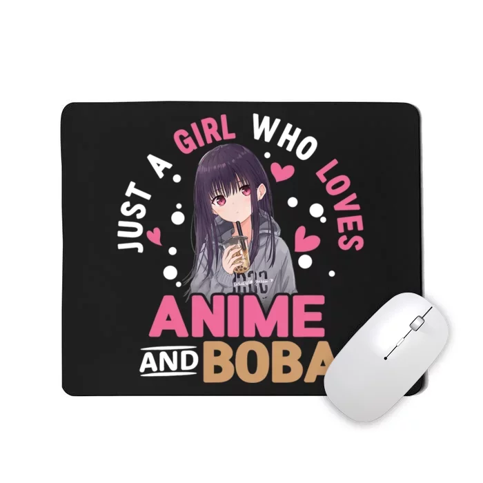 Just A Who Loves Anime And Boba Tea Anime Merch Mousepad