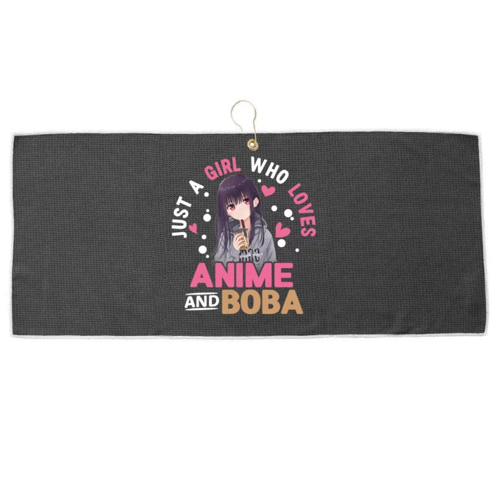 Just A Who Loves Anime And Boba Tea Anime Merch Large Microfiber Waffle Golf Towel