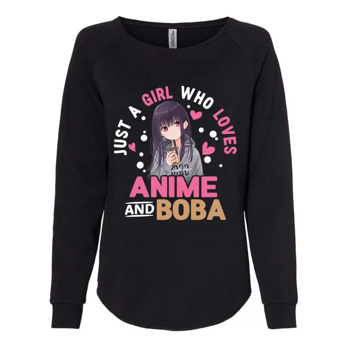 Just A Who Loves Anime And Boba Tea Anime Merch Womens California Wash Sweatshirt