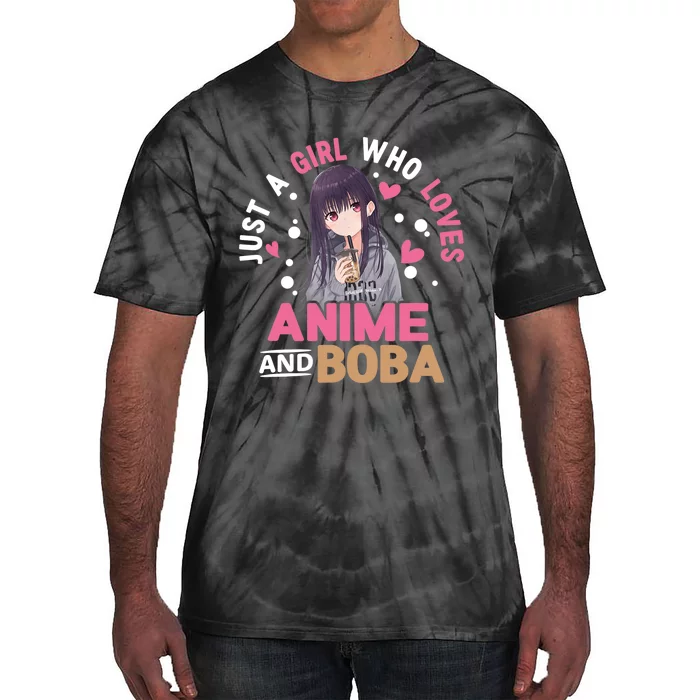 Just A Who Loves Anime And Boba Tea Anime Merch Tie-Dye T-Shirt